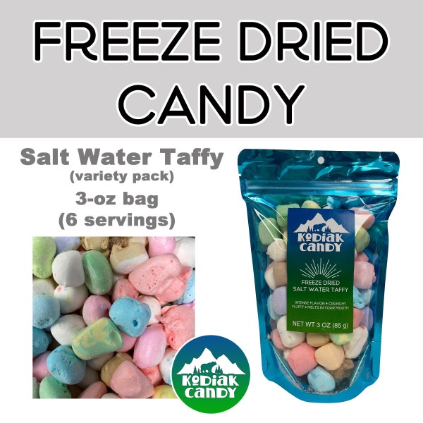 Freeze Dried Salt Water Taffy *VARIETY PACK* Freeze Dried Candy Freeze Dried Treats 3-oz bag