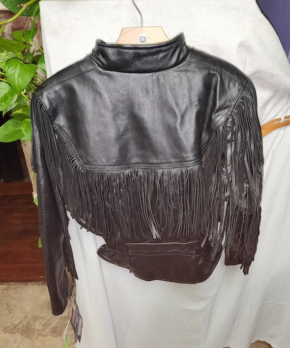 Interstate Ladies Fringe Leather Motorcycle Jacket Gem