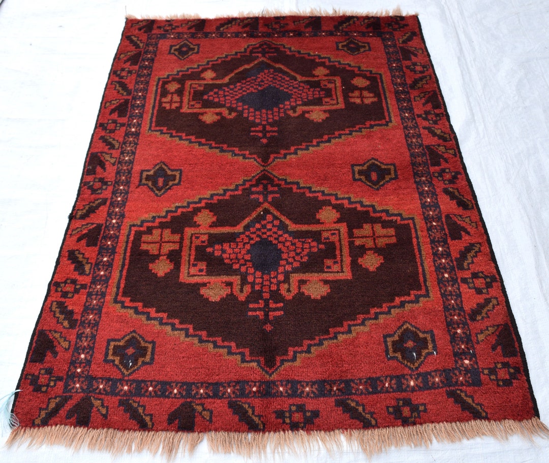 Vintage Red Rug 2.11 X 4.0 Ft Mini Red Rug Handwoven Etsy