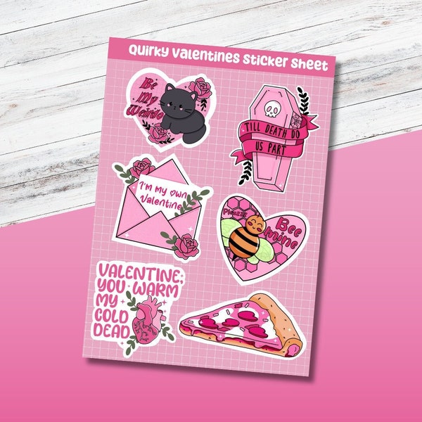 Quirky Valentine Sticker Sheet | Self Love Sticker | Anti-Valentine Stickers | Galantine Stickers | Decorative Stickers | Pink Sticker Sheet