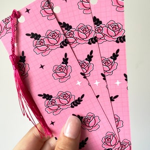 Tassel Bookmark | Floral Bookmark | Roses | Book Lover Gift | Small Gift for Her | Vibrant Bookmark | Positivity Bookmark