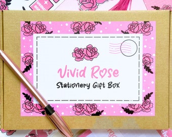 Stationery Gift Box | Pink Stationery | Gift Idea | Birthday Gift | Thank You | Gift for Her | Notepad | Stickers | Bookmark | Letterbox