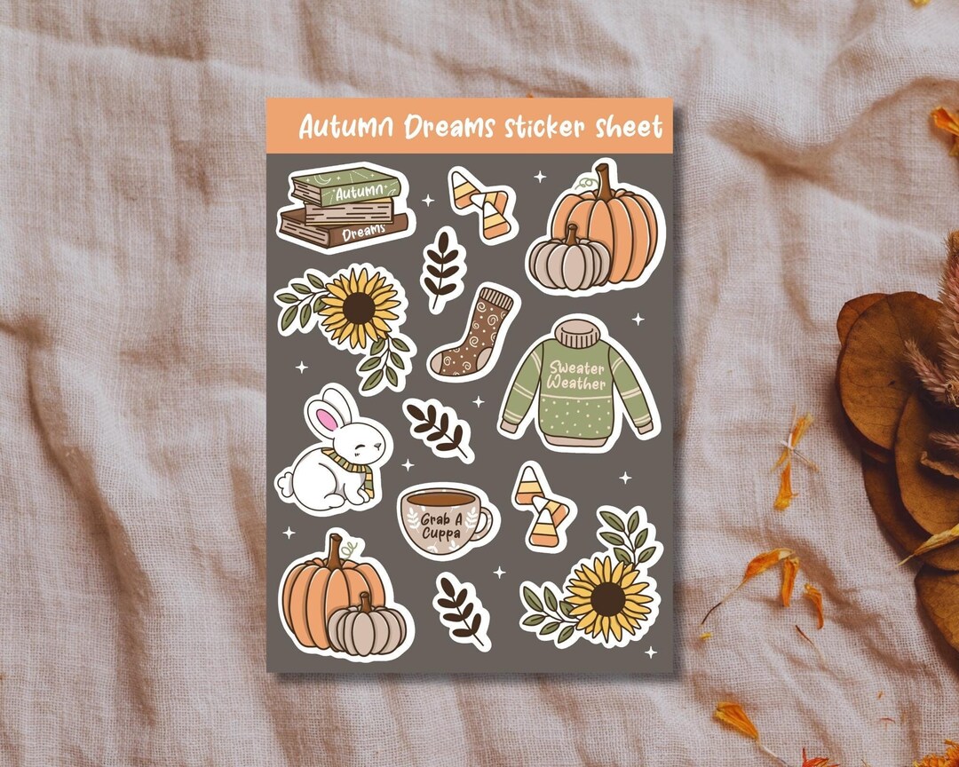 Sticker Sheet Autumn Stickers Fall Stickers Cosy Sticker Sheet ...