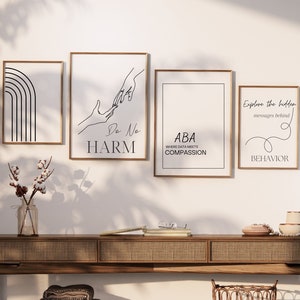 20 bundle di arte da parete stampabile ABA, poster di decorazioni per ufficio BCBA, regali di arte da parete ABA per terapista aba, arte della parete autismo aba, arte della parete di inclusione