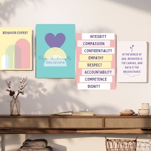 10 ABA Printable Wall Art bundle, BCBA Office Decor Posters, ABA Wall Art Gifts for aba therapist, autism aba wall art, Inclusion wall