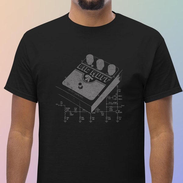 Big Muff Pi Schematic Guitar Pedal - Unisex Heavyweight Cotton Tee