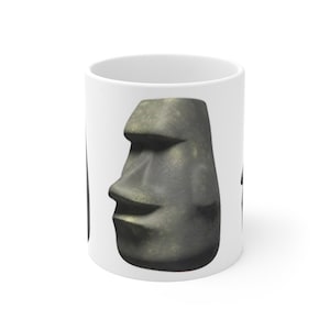 Keramische Moai-mok Paaseilandhoofd 11oz | Grappige mok, mememok, theemok, propmok, cadeau voor nerds, nieuwigheidsmok, cheems, hond, puppy