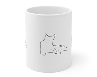Poorly Drawn Cat Ceramic Mug 11oz | Funny Mug, Meme Mug, Tea Mug, Gag Mug, Gift for Geeks, Novelty Mug, Cat, Kitty, Cat Mug
