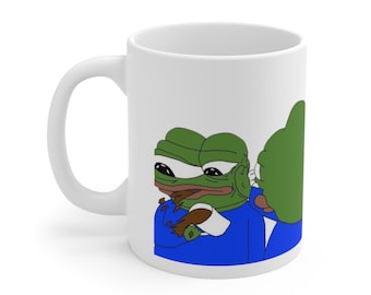 Pepe Slapping Pepe Ceramic Mug 11oz | Funny Mug, Meme Mug, Tea Mug, Gag Mug, Gift for Geeks, Novelty Mug, Pepe, Slap, Joke