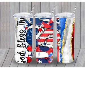 GOD BLESS AMERICA patriotic 20 oz tumbler