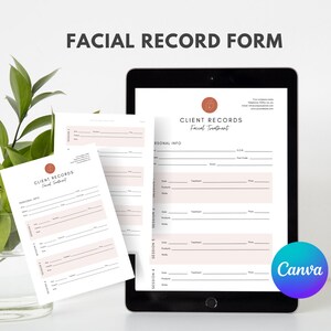 Treatment record salon and spa forms beauty forms treatment record form beauty salon forms skincare business forms CANVA consultation edit