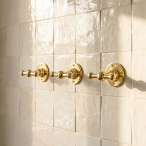 solid brass hook, double towel hook, brass robe hook, wall mount hook, vintage bath hook, bathroom hanger, unlacquered hook, brass wall hook, brass bath decor, robe towel hook, farmhouse brass, vintage hardware, brass towel hook