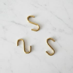 Ganchos en forma de S de latón macizo / Soporte para ollas de alta resistencia, riel de cocina, colgadores de tazas
