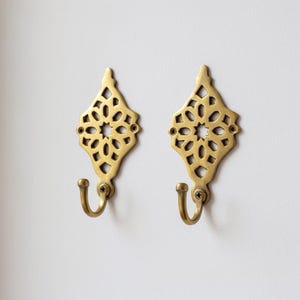 Gancho de pared marroquí de latón hecho a mano – Perchero vintage para abrigos y toallas, latón sin lacar, puerta rústica imagen 8
