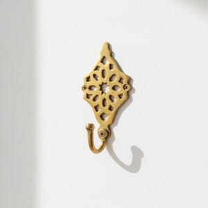 Handmade Unlacquered Brass Wall Hook: Moroccan Door & Bath Decor