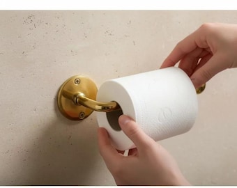 Unlacquered Solid Brass Toilet Roll Holder, Wall Mount Bathroom Fixture