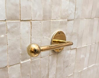 Unlacquered Brass Toilet Roll Holder , Solid Brass Wall Mount Toilet Paper Holder Bathroom