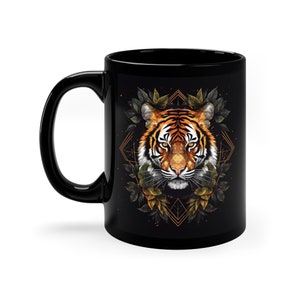 Tiger Black Mug Tiger Design Mug Tiger cup Coffee Mug Coffee Cup Nature Mug Animal Design Cup Coffee Mug Tiger Cup Tiger Mug Gift
