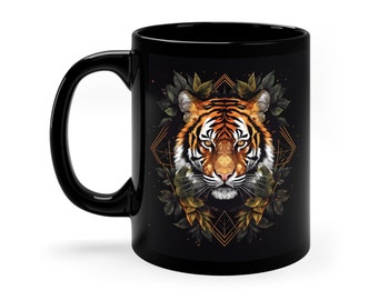 Tiger Black Mug Tiger Design Mug Tiger cup Coffee Mug Coffee Cup Nature Mug Animal Design Cup Coffee Mug Tiger Cup Tiger Mug Gift