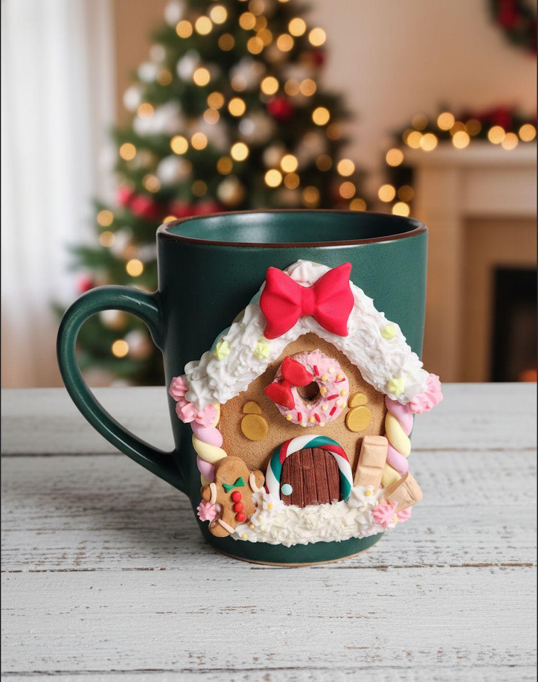 40 Festive Christmas Kitchen Decor Ideas to Spice Up Your Home: Jolly Touches for a Merry Cooking Space 22 Handmade Gingerbread House mug christmas mug handmade mug polymer…