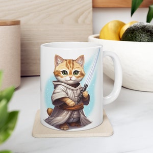 Cute Cat Jedi Mug Cat Lover Cup Star Wars Mug Star Wars Cup Cute Cat Design Cat Mug Ceramic Mug Coffee Cup Mug Gift Design