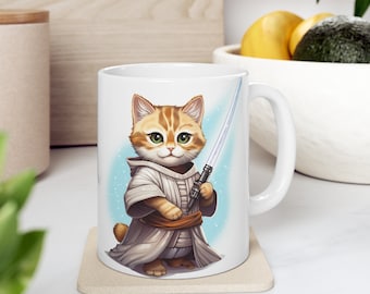 Cute Cat Jedi Mug Cat Lover Cup Star Wars Mug Star Wars Cup Cute Cat Design Cat Mug Ceramic Mug Coffee Cup Mug Gift Design