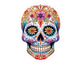 Sugar Skull Sticker Vinyl sticker Skull Sticker Laptop Sticker Water Bottle Sticker Skull Sticker Gift Skull Design Day of the dead