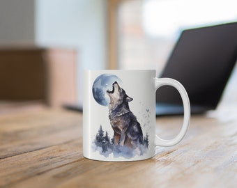 Wolf Mug Wolf Cup Wolf Howling Mug lobo taza Forest Cup Howling Wolf Mug Ceramic Mug Ceramic Cup Coffee Mug Wolf Mug Gift