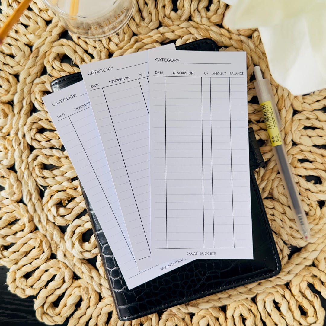 Cash Wallet Tracker Pack of 6 for A6 Budget Binders, Cash Stuffing ...