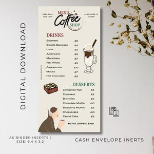 Coffee Shop Tracker Inserts Printable, A6 Inserts, Savings Tracker, Sinking Funds Tracker