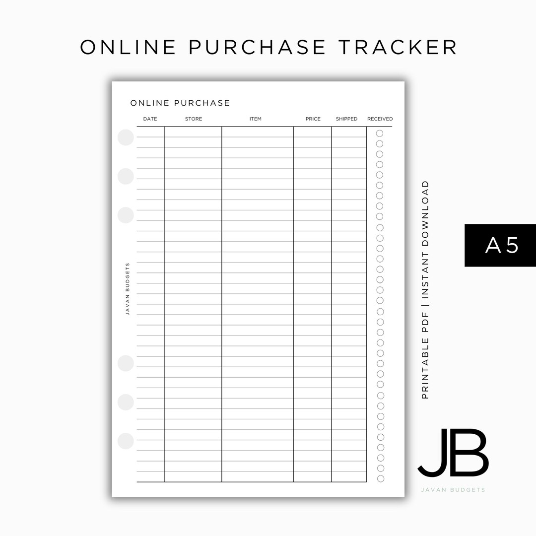 Purchase Tracker Form.pdf Online Purchase Tracker | Shopping Tracker | Printable A5 Inserts (PDF ...
