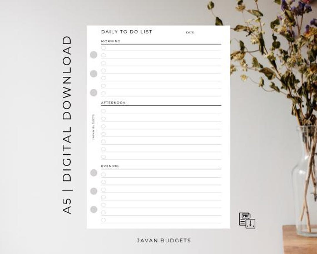Daily to Do List Printable, Daily Task List, Daily Routine, A5 Planner ...