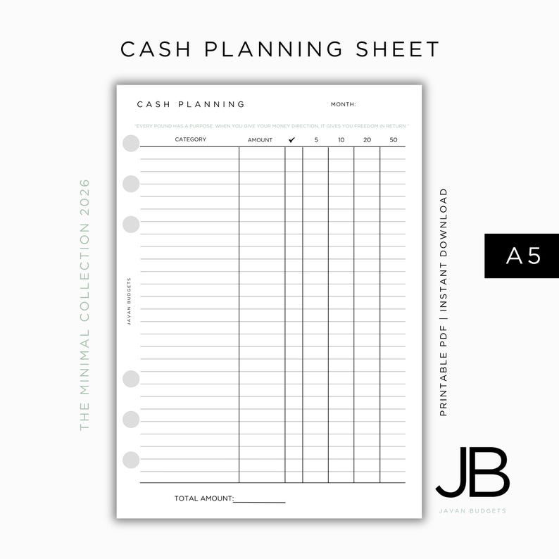 Cash Planning Tracker: Printable A5 Inserts (PDF Download) - Etsy