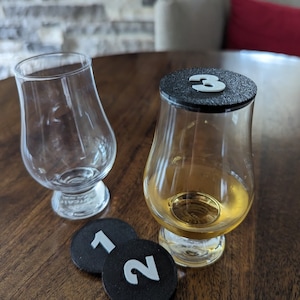 Glencairn Whisky Glass Tasting Topper (set of 6) Customized Vapour Control Whiskey Number 1-6 (glass not included)