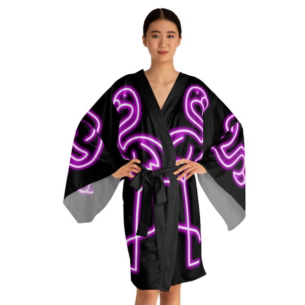 Flamingo Long Sleeve Kimono Robe - All Sided Print