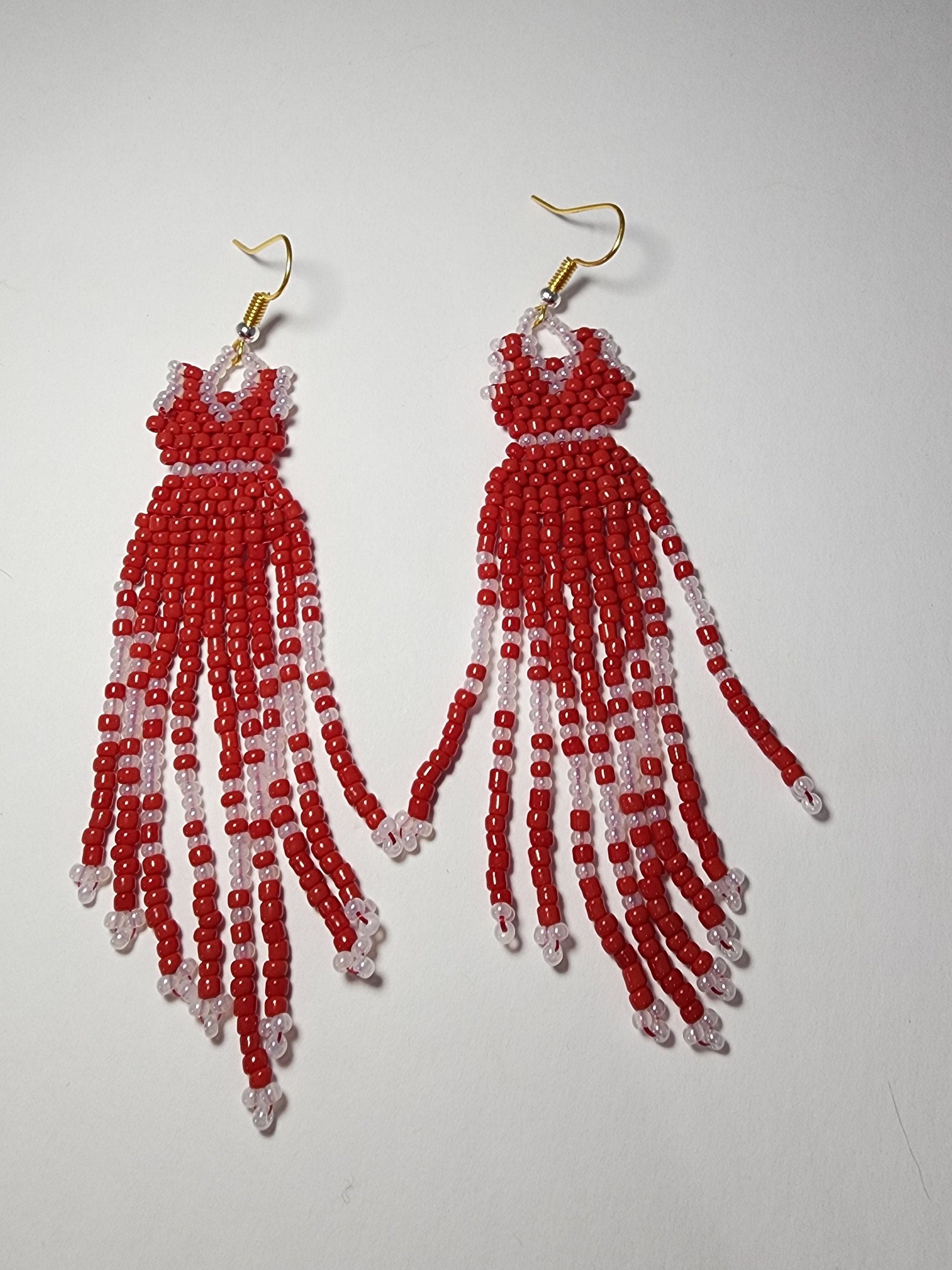 Beaded red hotsell dress earrings