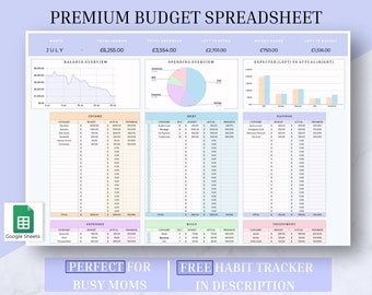 Monatliche Budget Kalkulationstabelle Vorlage Google Sheets, Budget Planer, Finanz Expense Tracker, Ersparnisse Tracker, Budget Tracker Gehaltsscheck Tracker