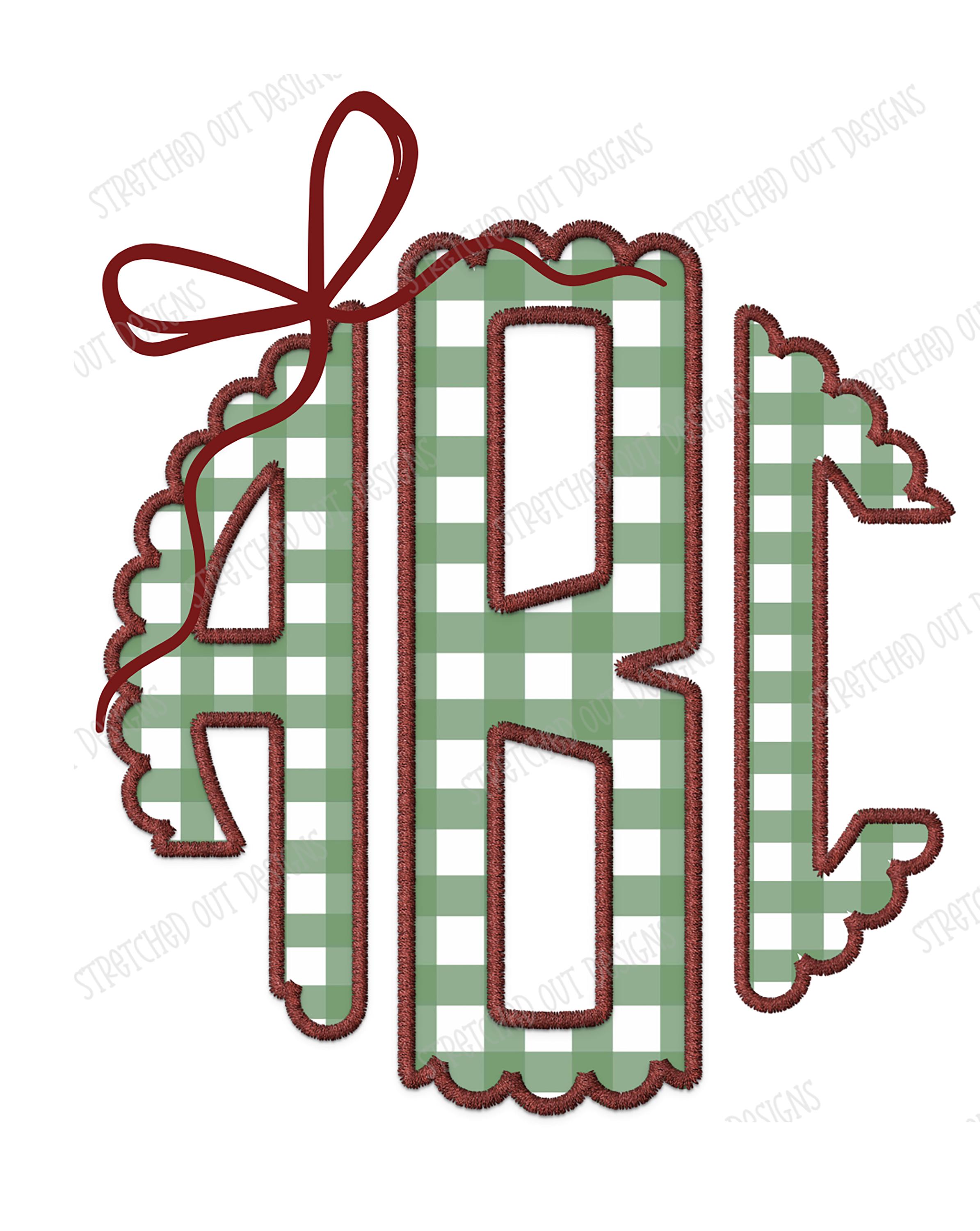 Coquette Bow Monogram • Sage Green Gingham Letters • Custom Initials ...