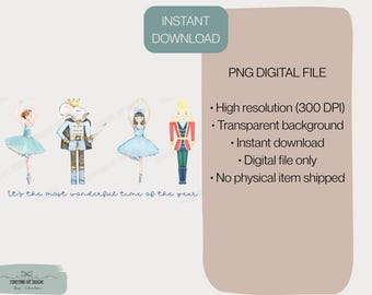 Nutcracker Ballet Watercolor Clipart | Christmas PNG (Digital Download)