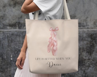 Borsa tote 16x16 pollici ispirata alla danza - Regalo perfetto per ballerini e insegnanti di danza, borsa da balletto, regalo per ballerini, accessori per la danza