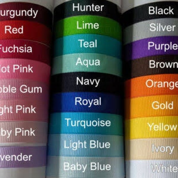 Gross grain ribbons 5/8 in 26 colors by the yard. your order will go in a continuous piece. Craft supply, sewing supply.