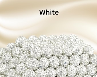 10mm Rhinestone Beads Bulk, 17 Colors Sparkle Crystal Clay Disco Ball Beads Assorted or Single Colors Beads for Bracelet Necklace Jewelry