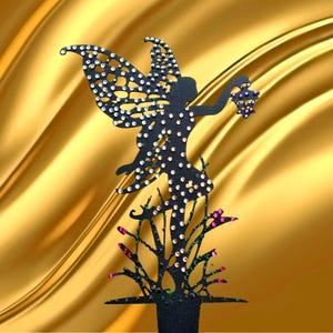 Fairy Embellished Silhouette with lantern statue. Metal garden decoration Metal Lawn Ornaments, Fairy Ornaments for Garden Decoration