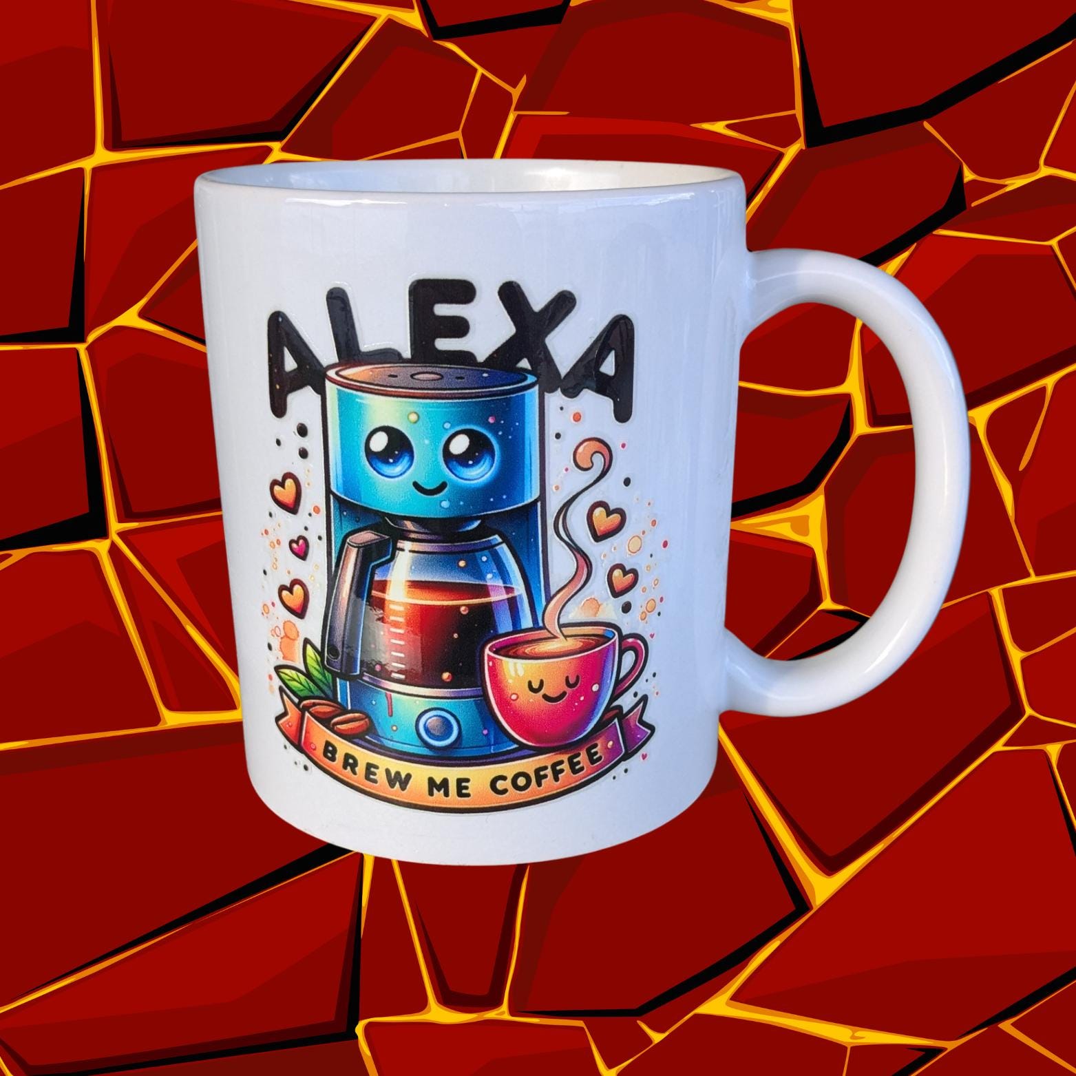 Alexa Brew Me Coffee, Funny 11oz Ceramic Coffee Cup | Cute Robot Coffee  Maker Design Gift for Coffee Lovers Microwave & Dishwasher Safe Cup