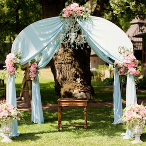 Fabric for draping 118&quot; wide by yard.  20 colors. Rush shipping available. Free swatches. Wedding arch, backdrop, stairs , window decoration
