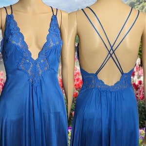 Size S Sexy Vintage Royal Blue long nightgown. Very good conditions,