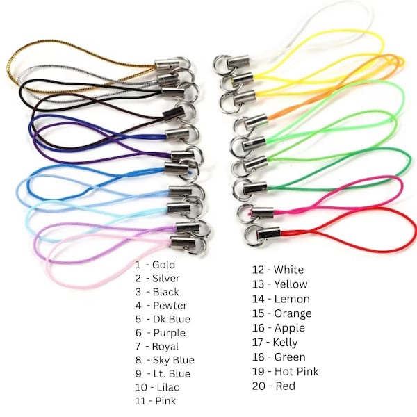 Cordón de nailon de 19 colores con anillas metálicas: material para manualidades, correas de teléfono, llaveros, dijes, bisutería, accesorios para bolsos o porta tarjetas de identificación.