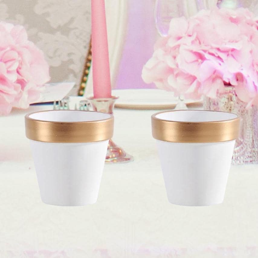 White and gold terracotta pot 2.5" Wedding supplies, party favors, Home decoration, small plants pots, succulent pots, gift.