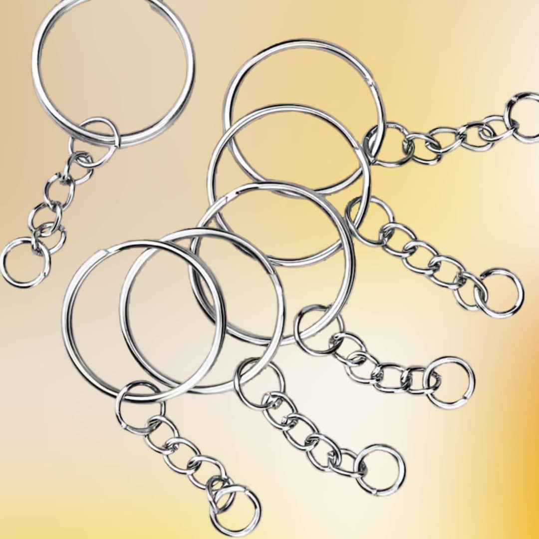 Double Chain Key Rings Key Ring With Chain & Detachable Jump Ring | DIY Keychain Hardware ...