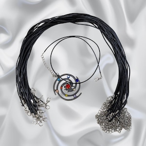 Wax Rope Necklace 17&quot; with Lobster Clasp | 1.5mm Black Cord with Optional Colorful Spiral 2&quot; Charm | DIY Jewelry Necklace Cord
